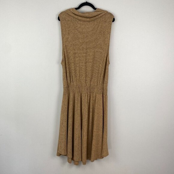 Soft Surroundings Kerry Dress 1X Sleeveless Smocked Waist Cowl Neck Tan - Picture 6 of 10